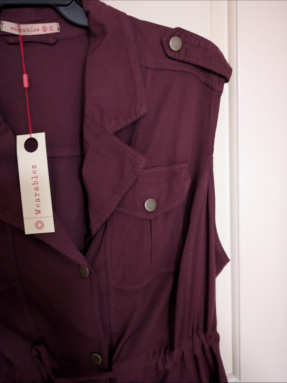 Wearables Jodie Utility Jacket Vest Drawstring Waist Plum Women's 1X NWT - Picture 4 of 8
